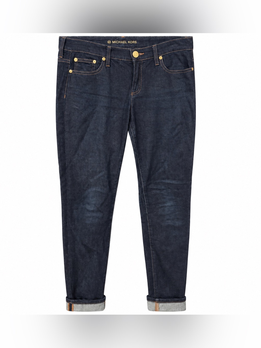 Michael Kors women’s Indigo Skinny Jeans with Gold Hardware